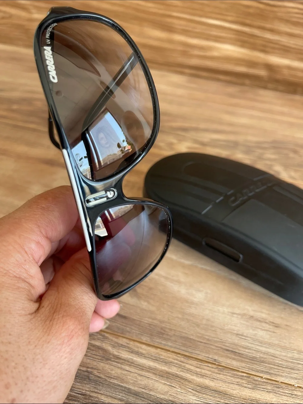 Carrera By Safilo Polarized Aviator Sunglasses Black/Palladium 64mm W/ Hard Case
